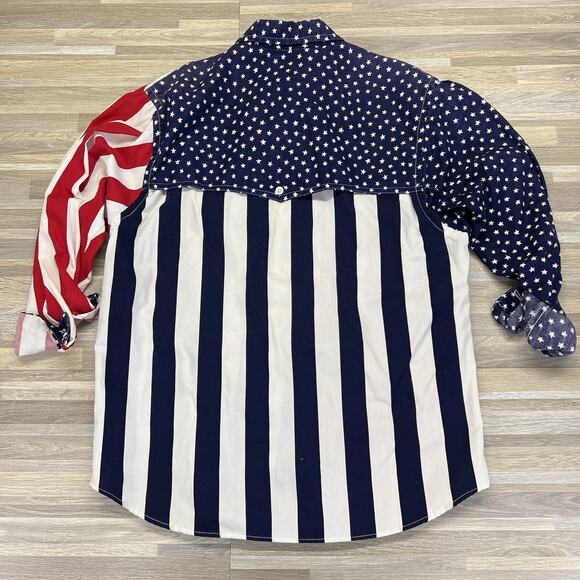 VTG Ruddock Western American Flag Button Up Shirt MADE IN USA Mens Size M - M196 - Picture 2 of 8
